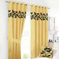 2 Pieces Luxury Floral Velvet Curtains Golden